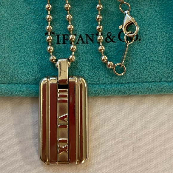 Tiffany & Co. Atlas Bar Silver Ball Chain Pendant Necklace 20" - Picture 5 of 6
